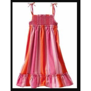 Baby Gap kids pink orange purple stripe tank bow sun dress maxi vacation 18-24 4